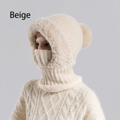 Bonnet Écharpe et Masque 3-en-1 Tricoté d'Hiver pour Femmes