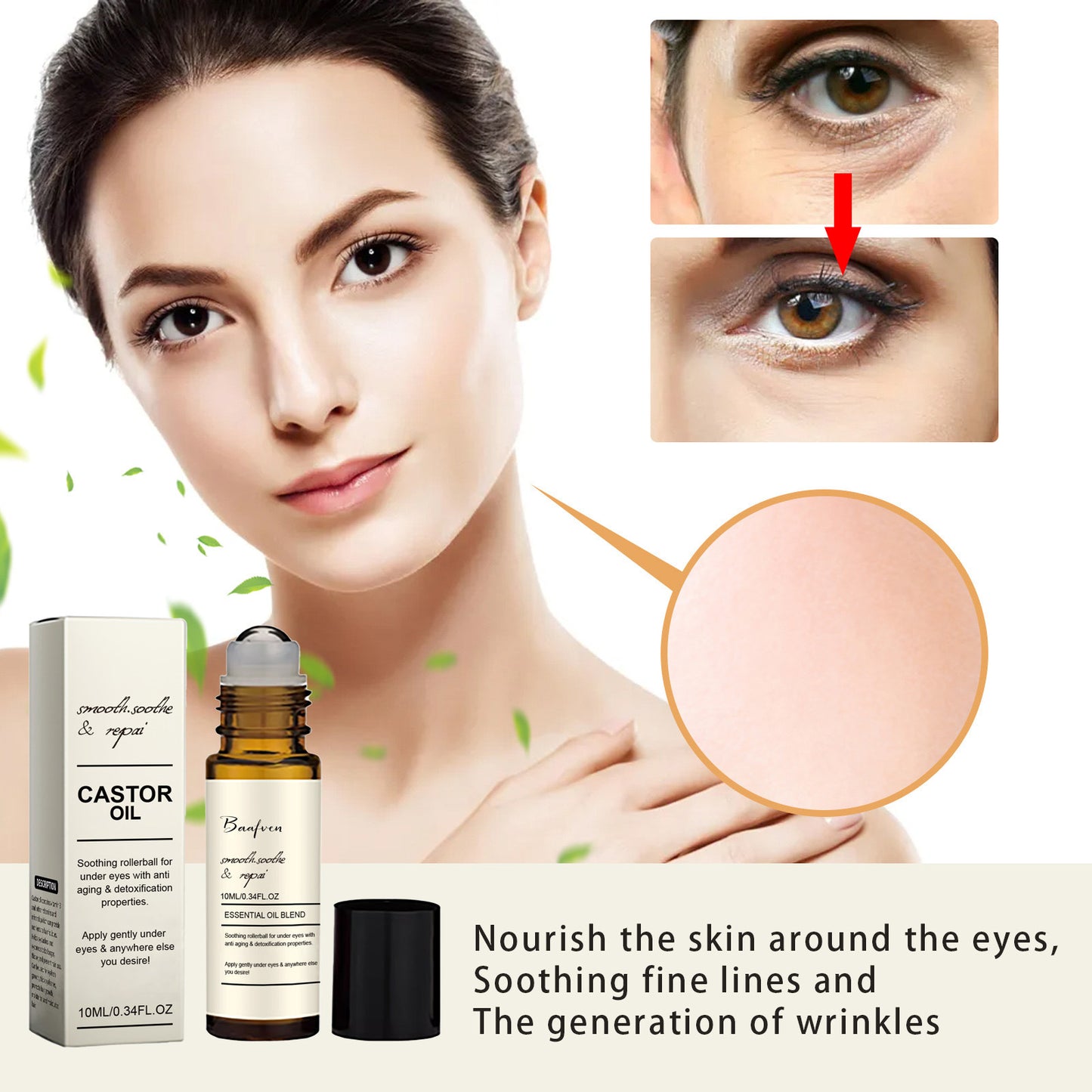 SoilBoost™ Sérum contour des yeux à l'huile de ricin – Traitement anti-cernes et anti-poches