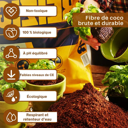 CocoBrick™ - Coir de noix de coco biologique pour les plantes [2+1 GRATUIT !]