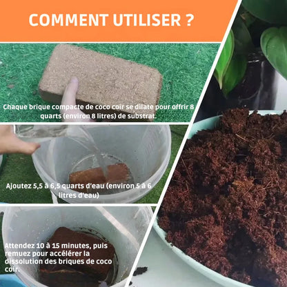 CocoBrick™ - Coir de noix de coco biologique pour les plantes [2+1 GRATUIT !]
