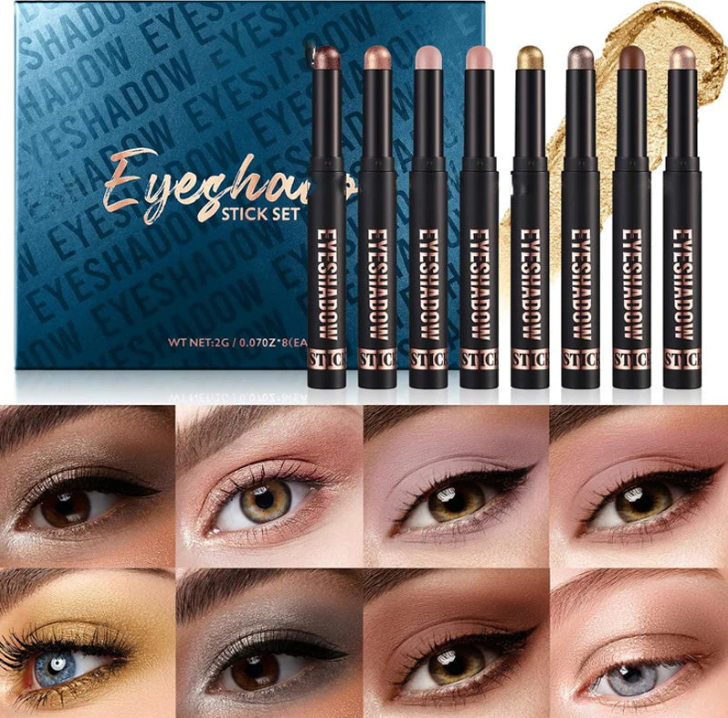 🤩AUJOURD'HUI SEULEMENT - POUR 8 PIÈCES !!🎄PLUS DE 50 000 UNITÉS VENDUES ! 🎁✨8 couleurs de fards à paupières pailletés en stick, waterproof, longue tenue et multi-usage