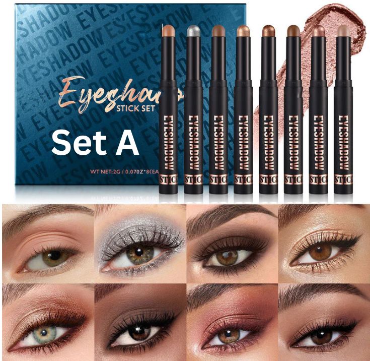 🤩AUJOURD'HUI SEULEMENT - POUR 8 PIÈCES !!🎄PLUS DE 50 000 UNITÉS VENDUES ! 🎁✨8 couleurs de fards à paupières pailletés en stick, waterproof, longue tenue et multi-usage