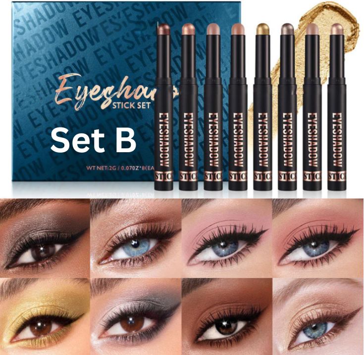 🤩AUJOURD'HUI SEULEMENT - POUR 8 PIÈCES !!🎄PLUS DE 50 000 UNITÉS VENDUES ! 🎁✨8 couleurs de fards à paupières pailletés en stick, waterproof, longue tenue et multi-usage