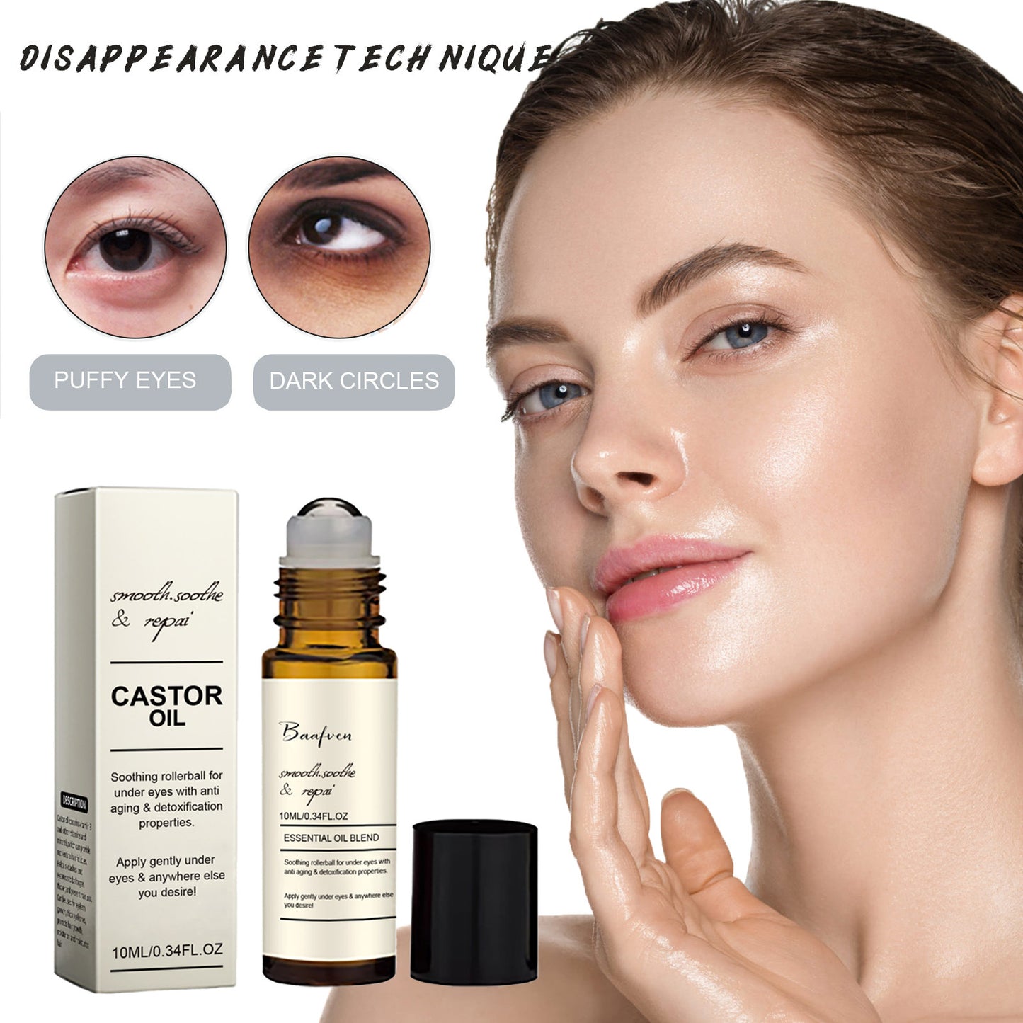SoilBoost™ Sérum contour des yeux à l'huile de ricin – Traitement anti-cernes et anti-poches