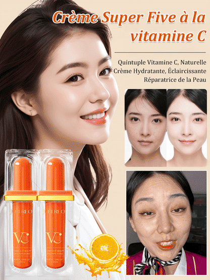 Crème visage sans maquillage avec vitamine C en cinq couches !  Faites briller votre peau naturellement, obtenez un teint parfait sans effort !