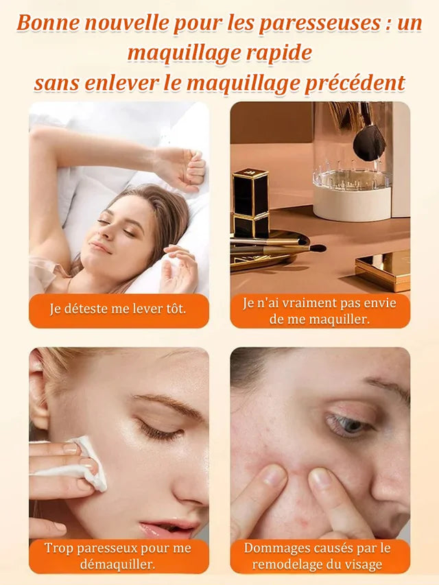 Crème visage sans maquillage avec vitamine C en cinq couches !  Faites briller votre peau naturellement, obtenez un teint parfait sans effort !