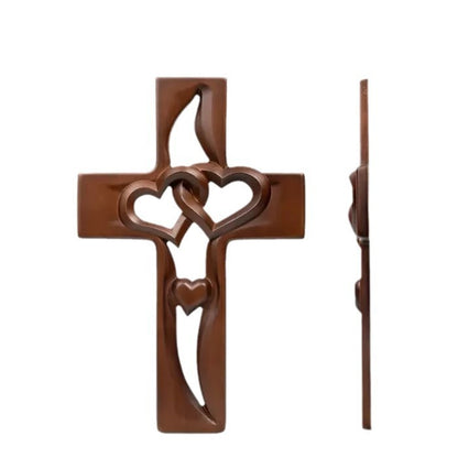 ✝️Croix de mariage murale en bois❤️Cœurs entrelacés, symbole d’amour & foi – Prête à accrocher !