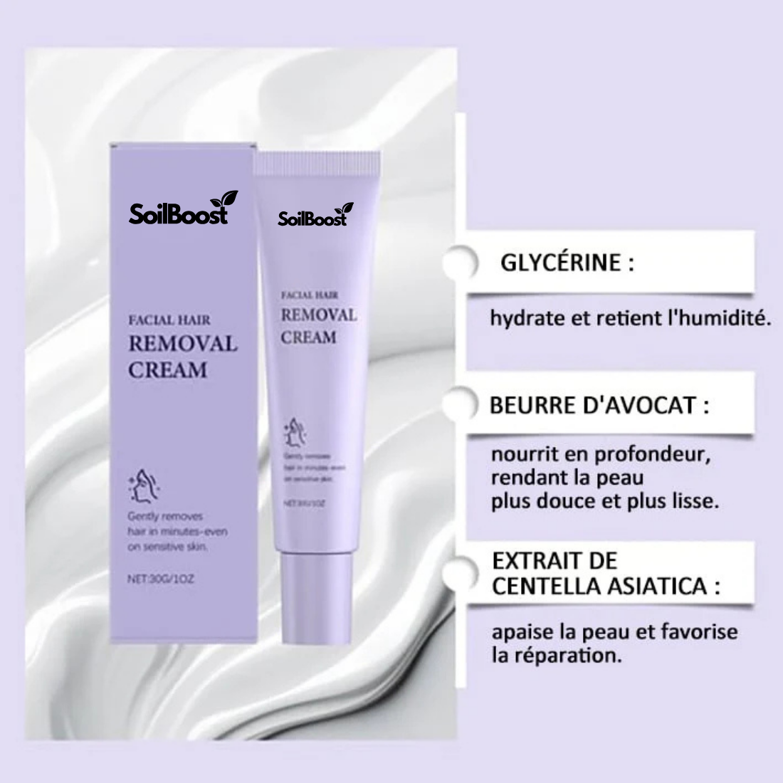 Vente du dernier jour 50% de réduction | SoilBoost™ Crème dépilatoire douce et indolore pour le visage