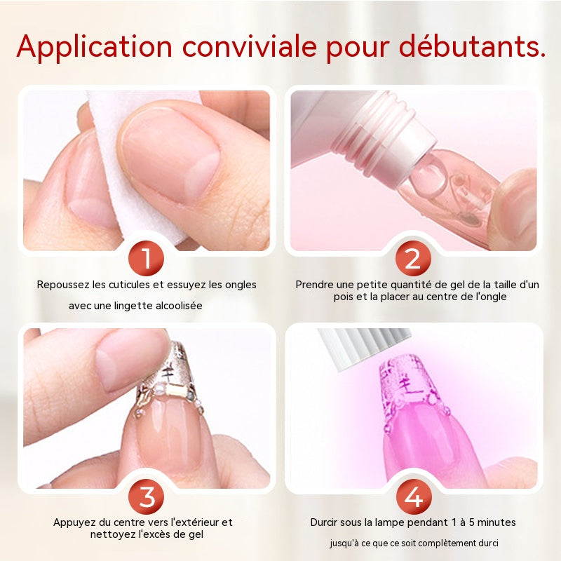 Gel adhésif solide pour faux ongles à coller
